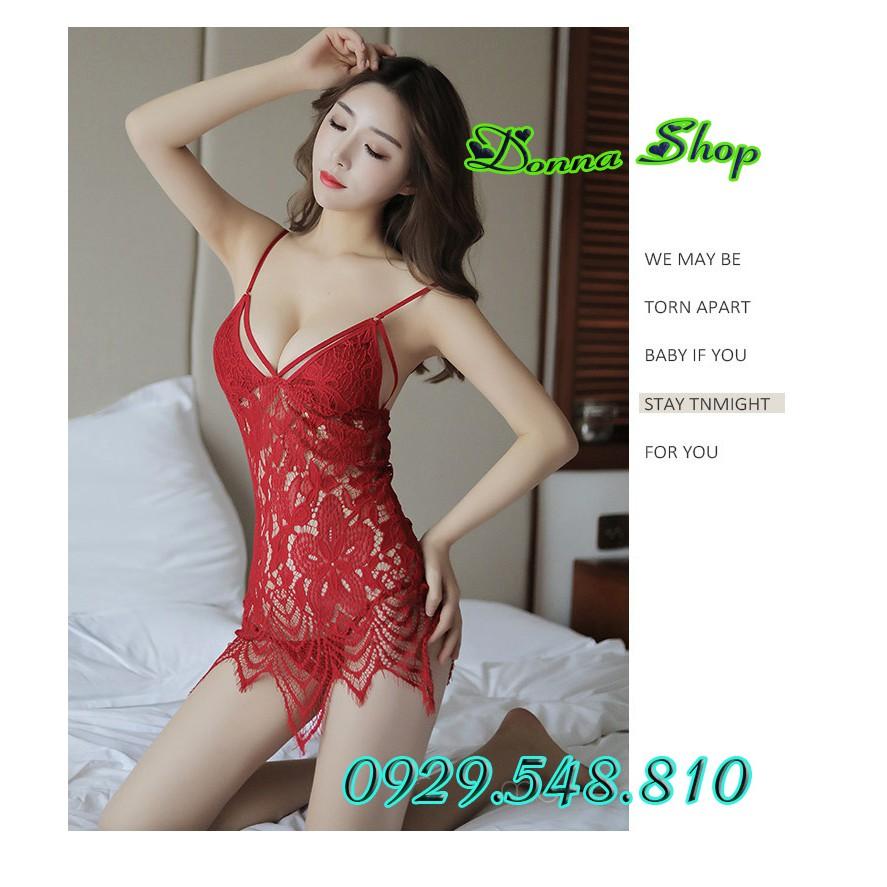 Hình ảnh Váy ngủ sexy - Chất liệu voan ren mềm mịn - Mã DN05 màu đỏ