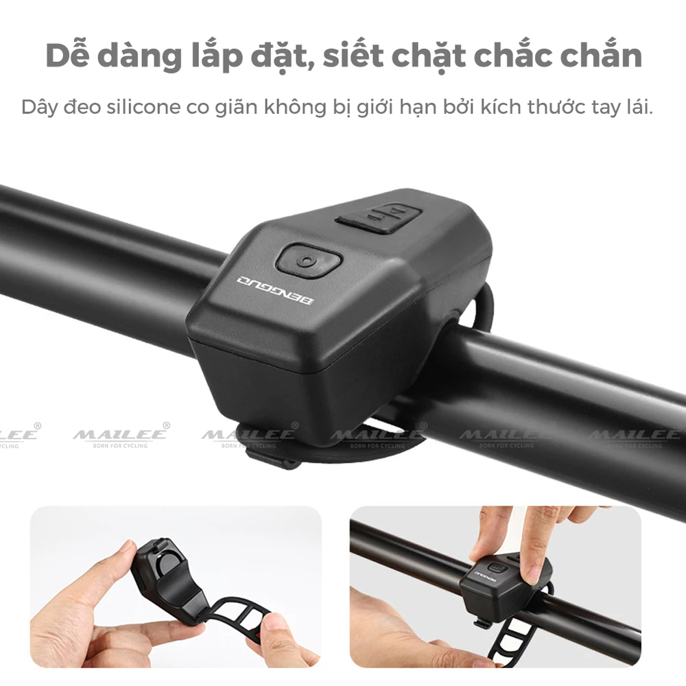 Còi Xe Đạp BG-3510 âm thanh lớn 120dB Sạc USB Chống Nước, Chuông Cảnh Báo Trộm, An Toàn Dễ Dùng - Mai Lee
