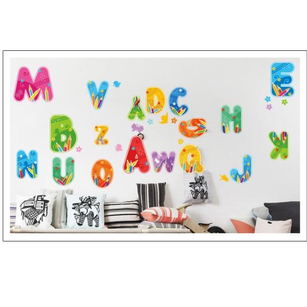Decal trang trí tường - Bảng chữ cái bút sắc màu