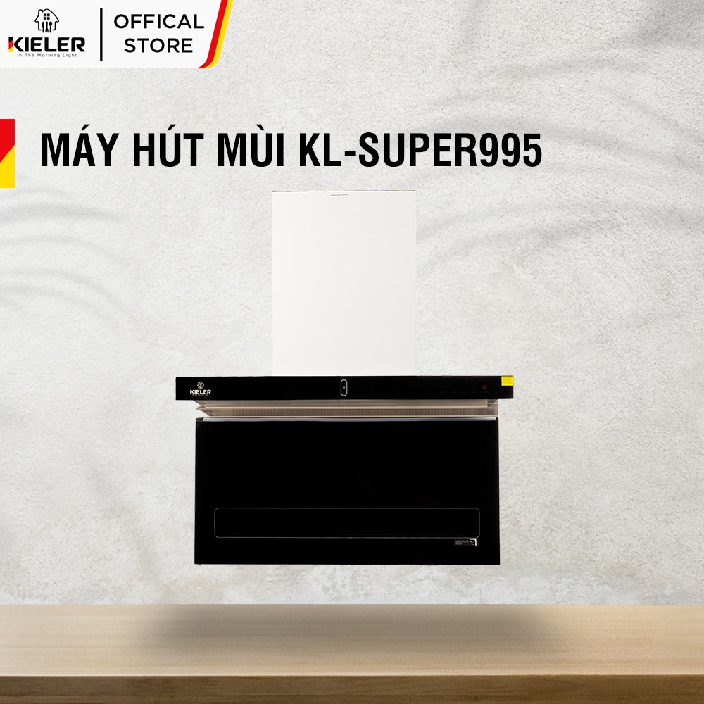 Máy hút mùi KIELER KL-SUPER995 công suất hút cao, không gây tiếng ồn, kiểu vát kính sang trọng, điều khiển bằng cử chỉ - Hàng Chính Hãng