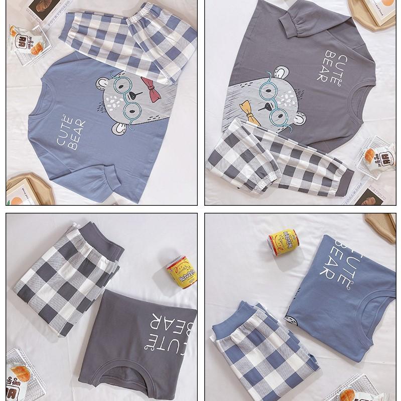 Set Đồ Bộ ngủ dài tay cotton thun sữa hoạt hình kute DDTT04