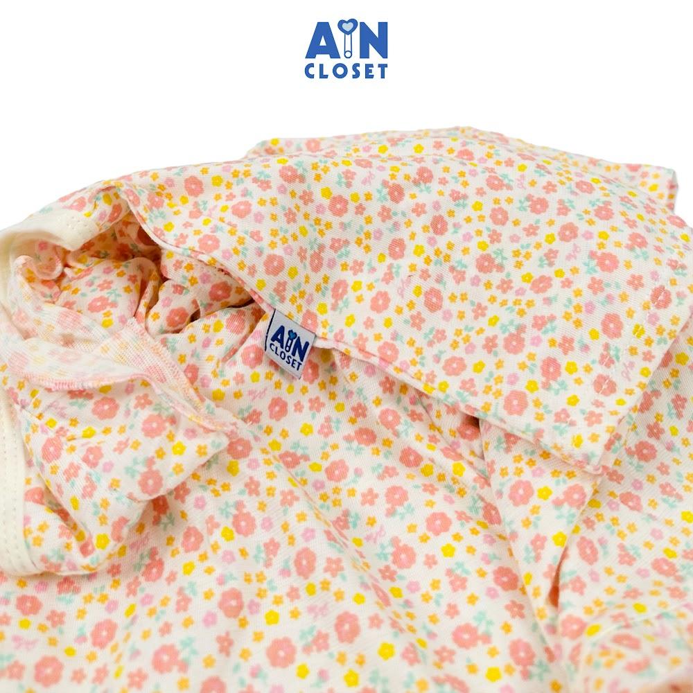 Bộ quần áo Ngắn bé gái họa tiết hoa Lưu Ly Hồng Vàng thun cotton - AICDBGDRKZIF - AIN Closet