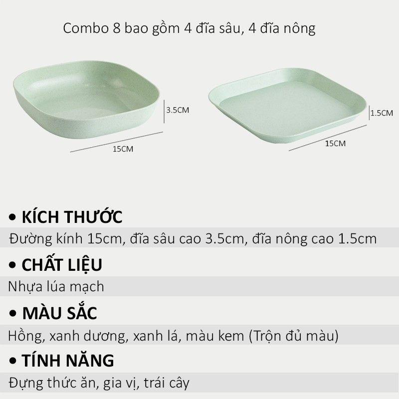 Set 8 cái đĩa lúa mạch