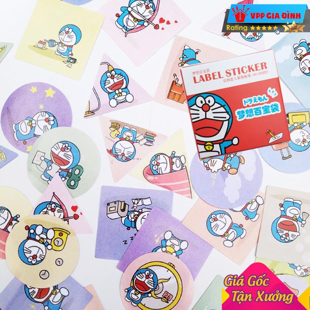 Hộp 40 Miếng Nhãn Dán Sticker Trang Trí Doremon Hộp Đỏ