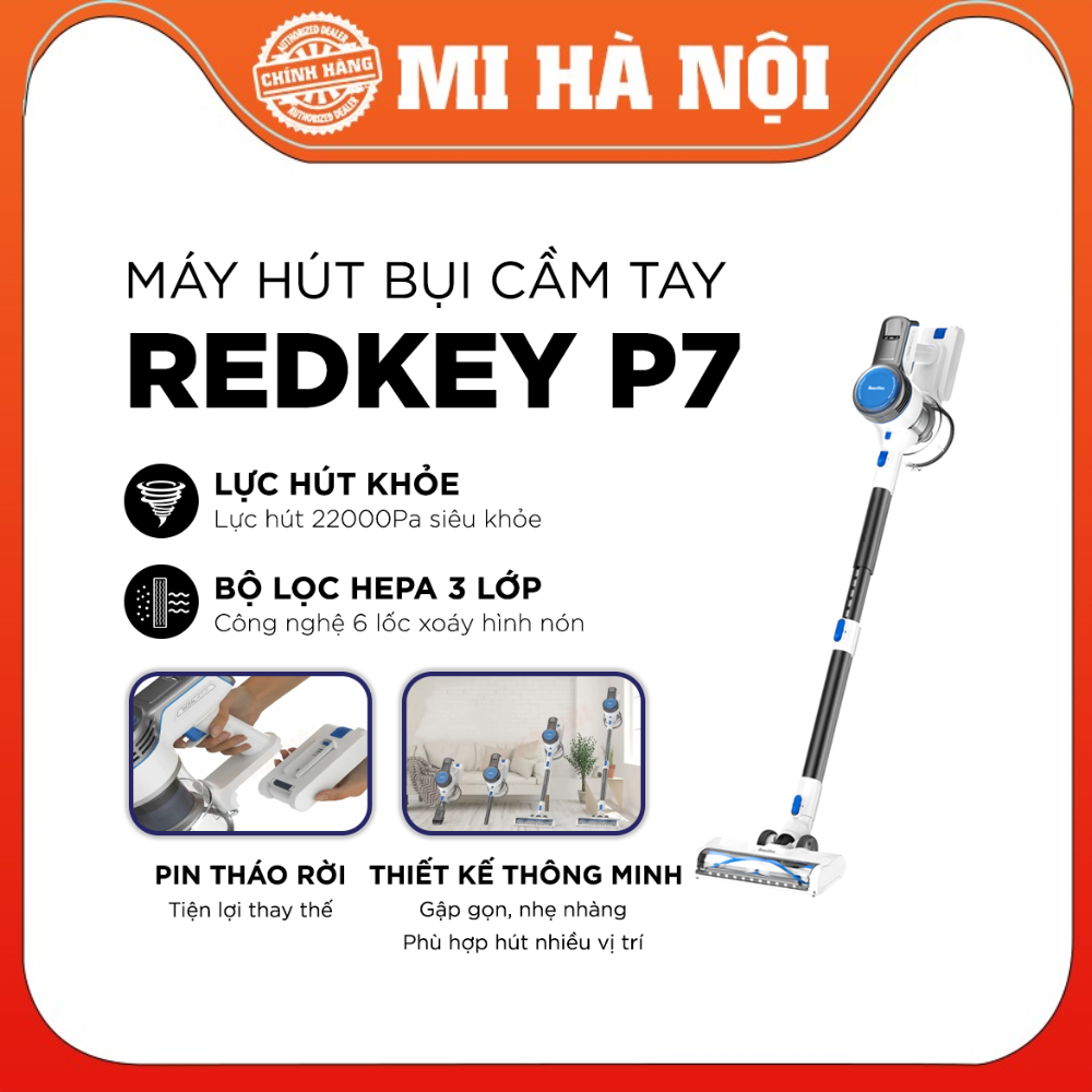 Máy Hút bụi Cầm tay Xiaomi Redkey P7 / Redkey F10 – Lực Hút Khủng 22,000, Pin Rời Tiện Dụng - Hàng chính hãng