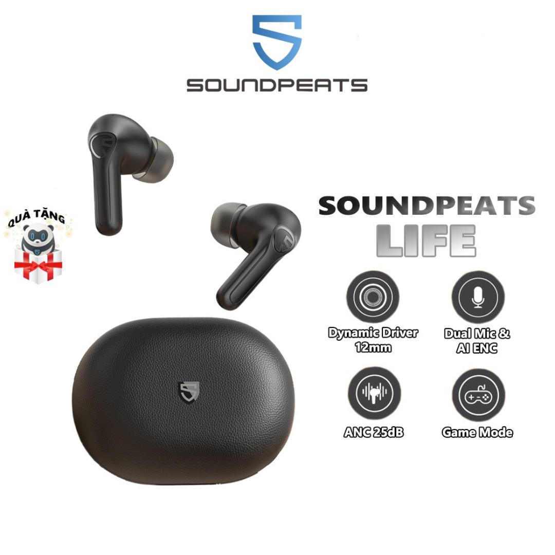 Tai Nghe True Wireless SoundPEATS Life Bluetooth 5.2, Game Mode, ANC 25dB - Hàng Chính Hãng