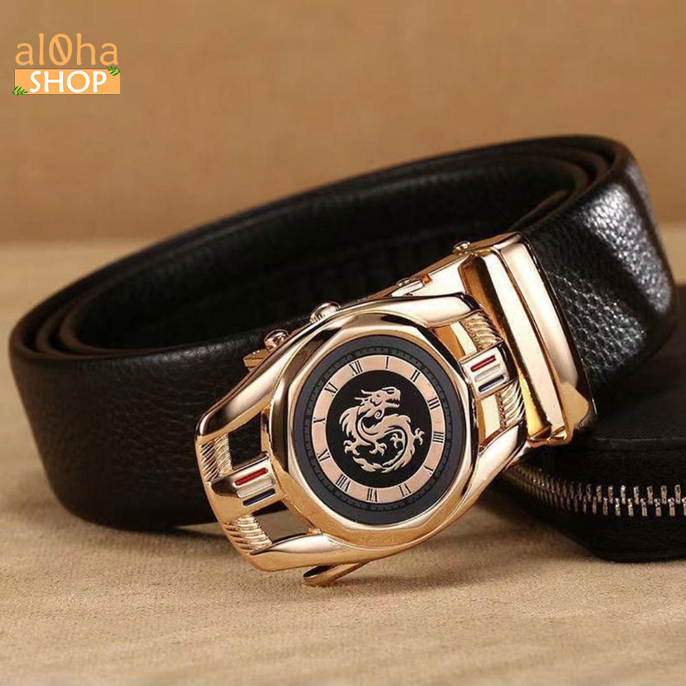 Thắt lưng da nam khoá tự động cao cấp mặt rồng kim loại phong cách thời trang - al0ha Shop