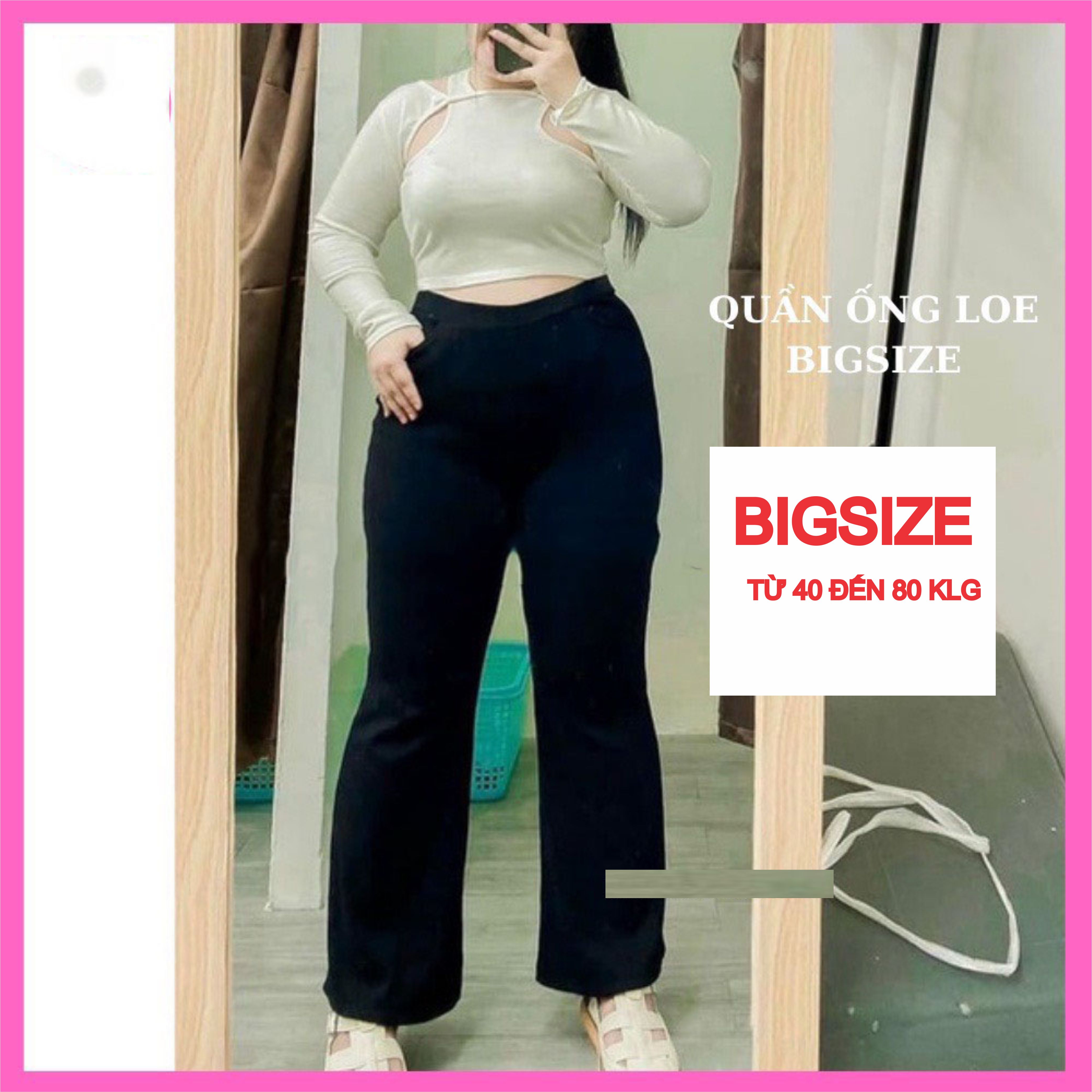 Quần ống loe bigsize lưng cao cạp khóa dáng dài phong cách Ulzzang 431