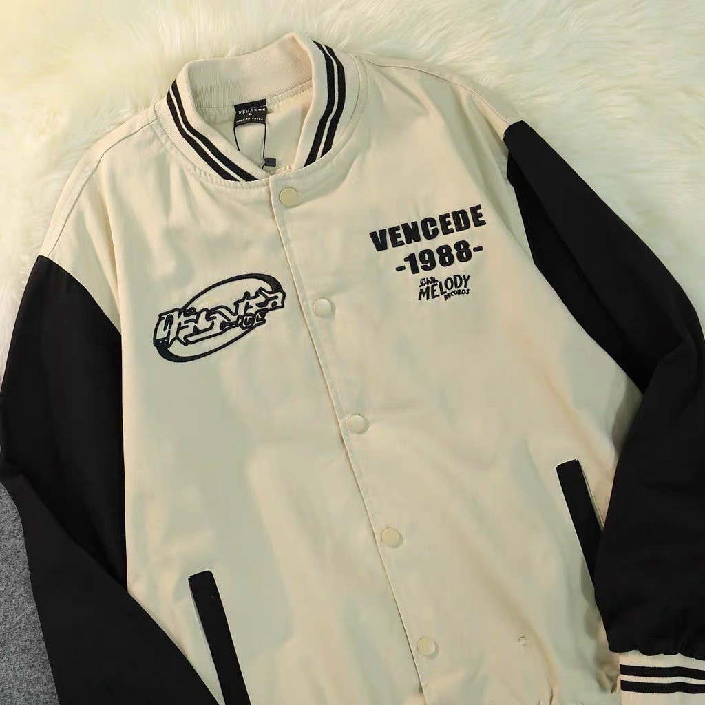 Áo Khoác Da Lộn 2 lớp Lót Dù Dày Đẹp Kiểu Bomber Jacket - Chữ VENCEDE 1988 Unisex Nam Nữ Couple Hàn Quốc - Rẻ Đẹp
