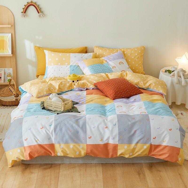 Set Cotton Living 100% cotton Hàn Quốc Hàng Nhập Khẩu Cao Cấp 4 Món Mẫu Trái Tim Nhí