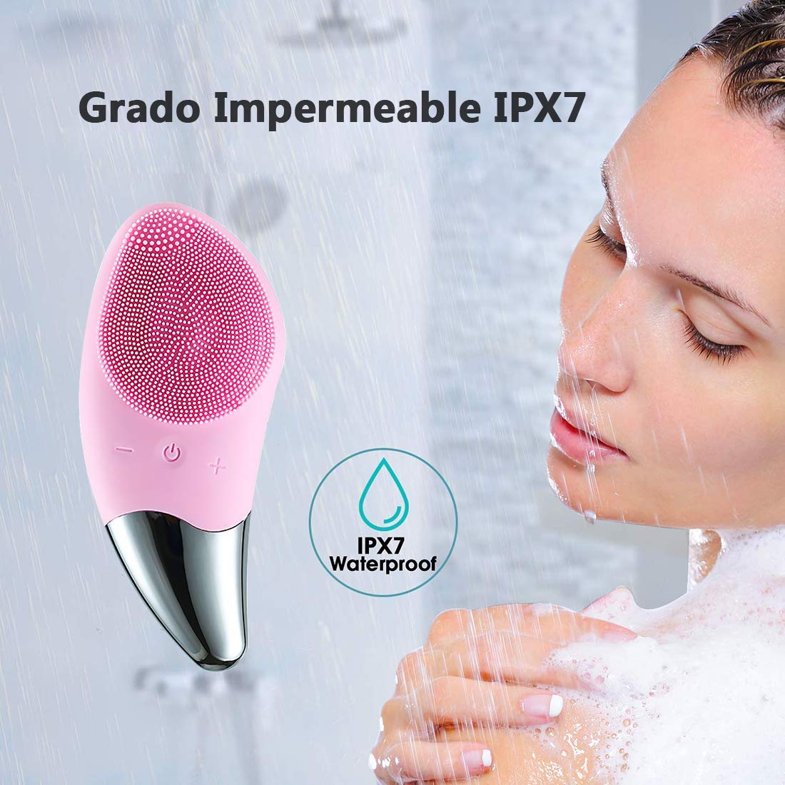 Máy rửa mặt mini massage tích hợp sóng âm (Silicone Face Cleaner)