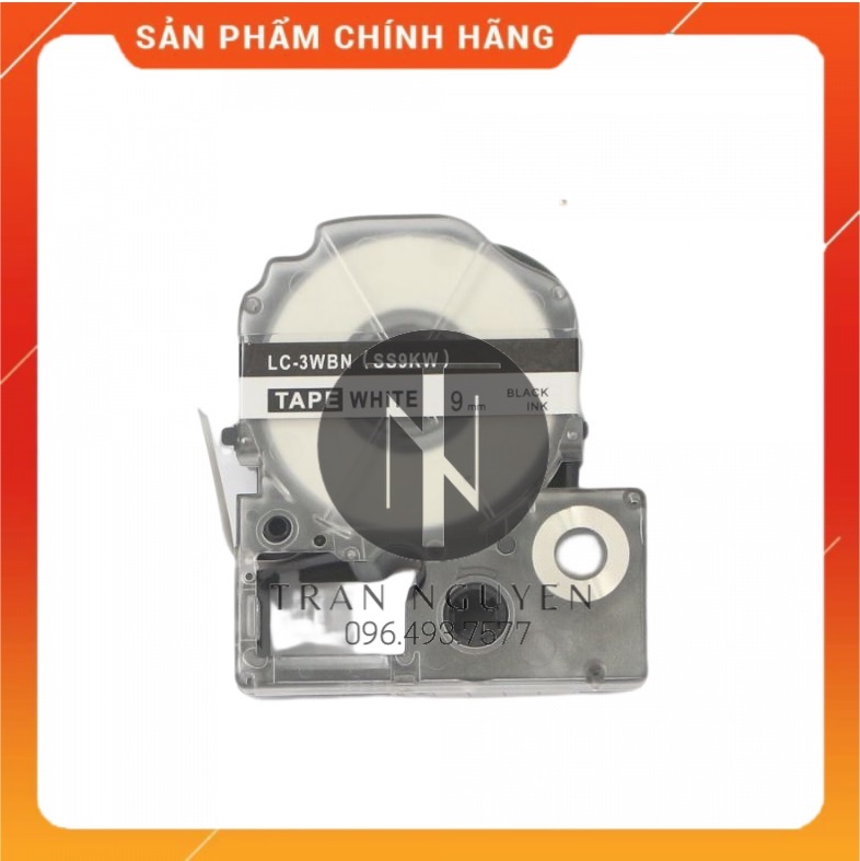 Nhãn in Tepra SS9KW (LC-3WBN) - Chữ đen nền trắng 9mm x 8m - Hàng nhập khẩu