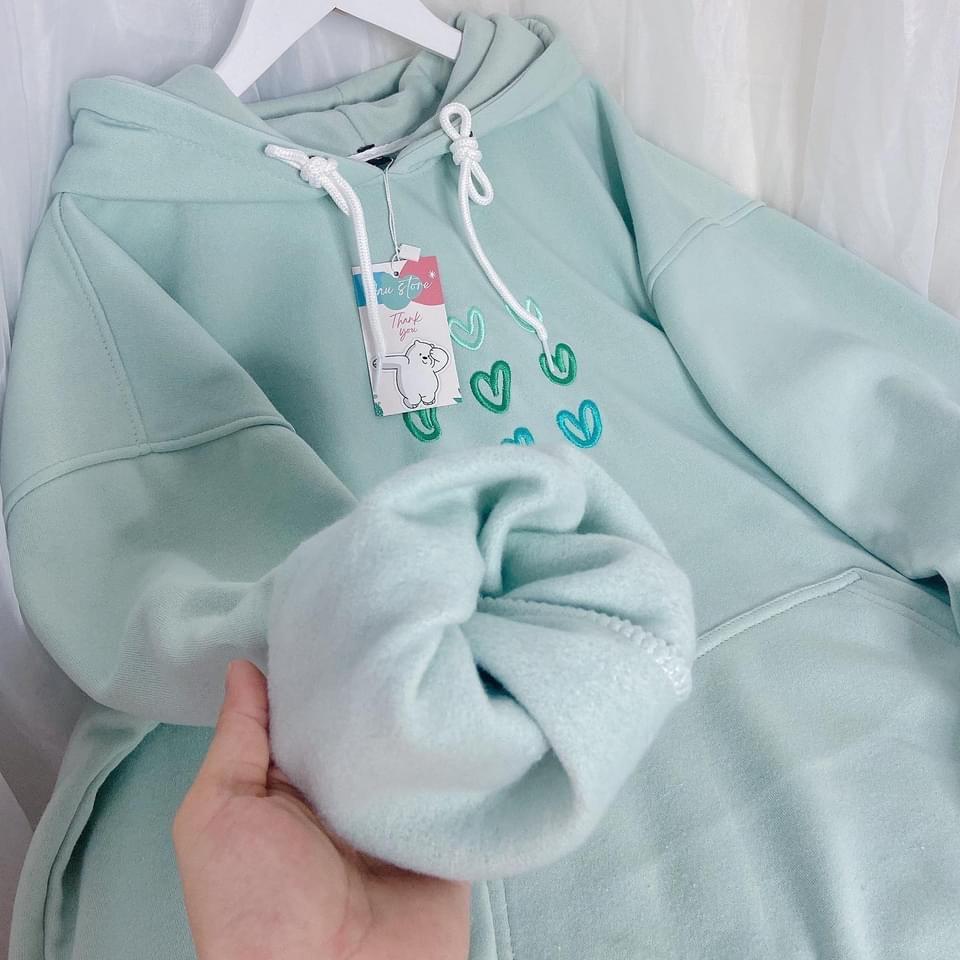 Áo Hoodie Trái Tim Áo Hoodie Nỉ Ngoại Dày Dặn Form Rộng Unisex