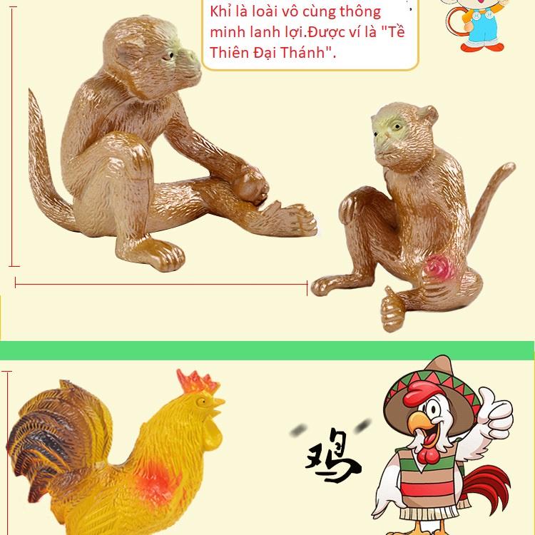 Đồ Chơi Mô Hình 12 Con Giáp Bộ 12 con, màu sắc đẹp, giống thật,bé vừa chơi vừa học.
