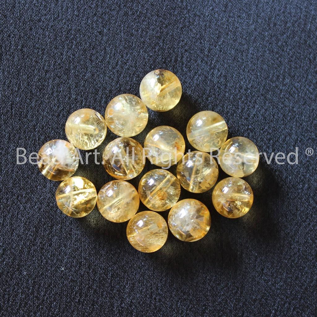 [1 Hạt] 6.5-7mm Đá Thạch Anh Vàng, Citrine Tự Nhiên, Đá Phối Vòng Tay Phong Thuỷ, Chuỗi Hạt (Loại AA), Mệnh Thổ, Kim - Bead Art