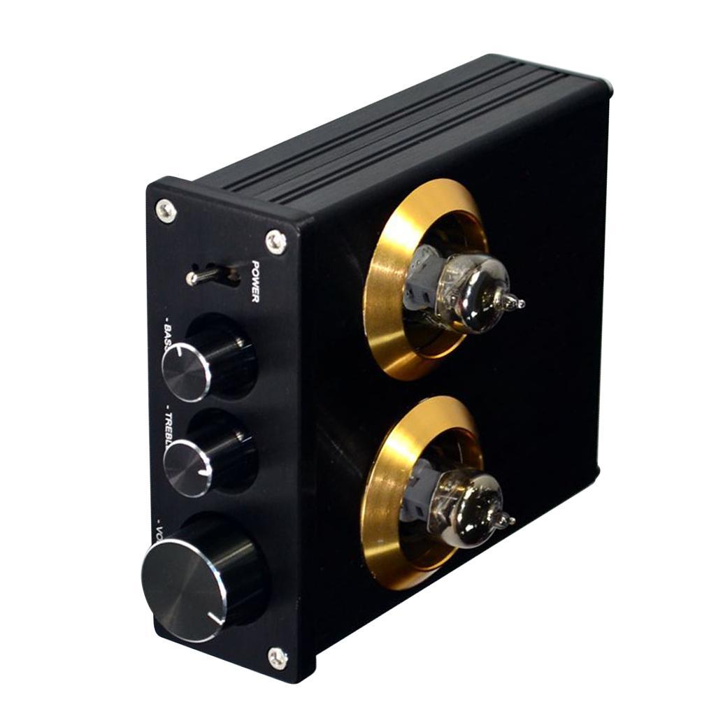 HiFi 6J1 Value Tube Preamplifier Amplifiers Treble & Bass Tone Control Black