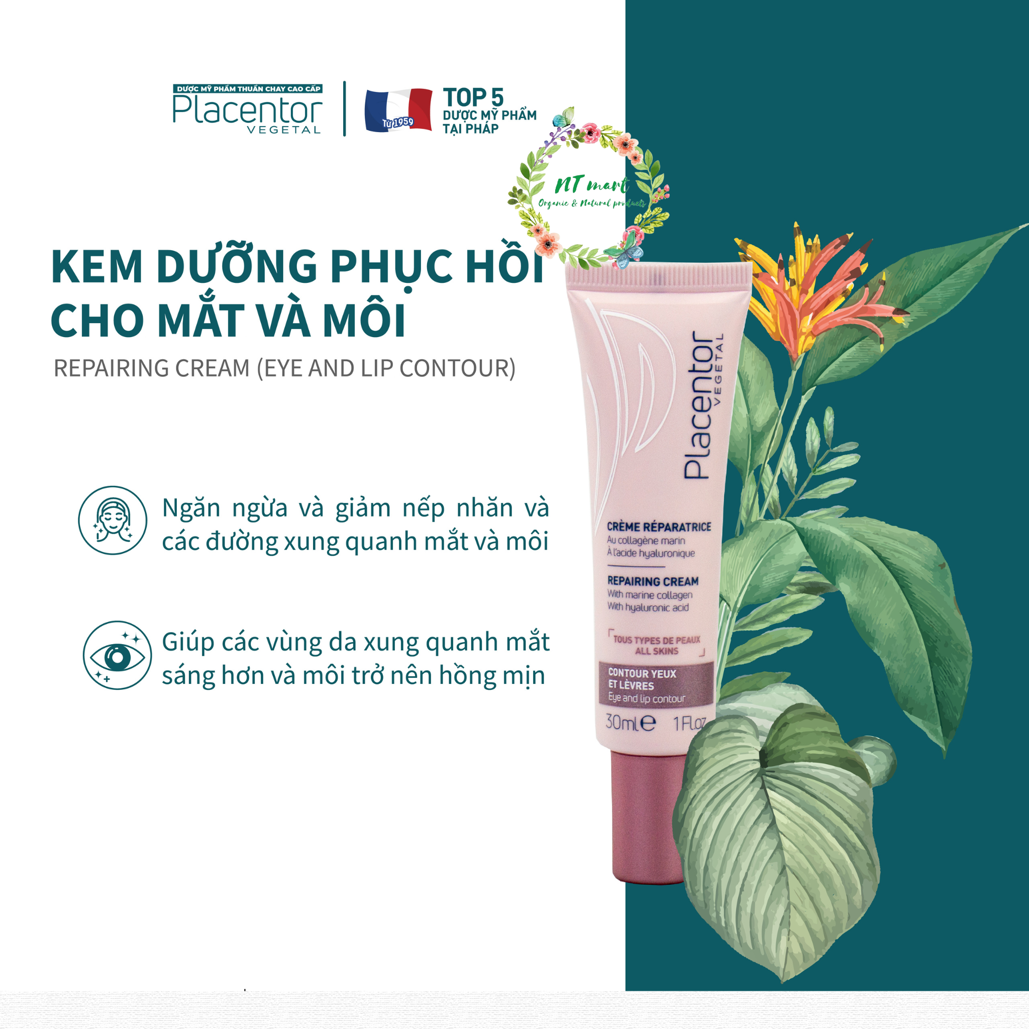 Kem dưỡng phục hồi cho Mắt và Môi Placentor Repairing Cream