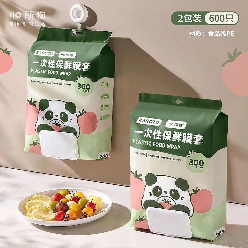 Túi 300 Màng Bọc Thực Phẩm PE Dạng Rút Bo Chun Hình Gấu Trúc, Màng Bọc Co Giãn Bọc Tô Chén Đĩa -  HÀNG CHÍNH HÃNG MINIIN