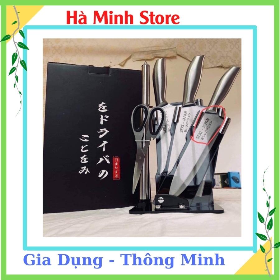 Bộ Dao Nhật 6 Món SEKI Inox Cao Cấp Nguyên Bản, Hàng Nội Địa Nhật Tặng Kèm Giá Để Dao Tiện Lợi