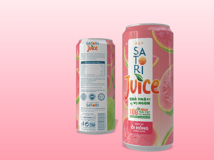 Pack 1 vị nước ép trái cây Ổi Hồng Satori Juice 250ml + Tặng 1 lon nước ép trái cây Satori Juice bất kỳ