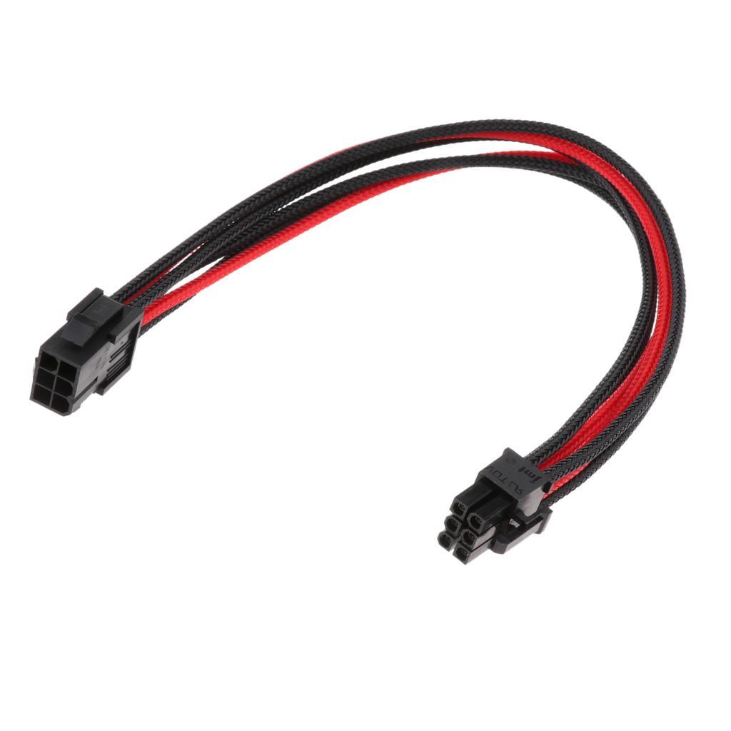 6 Pin Male to Female PCI-E Graphics Card GPU Extension Cable -30cm Black+Red