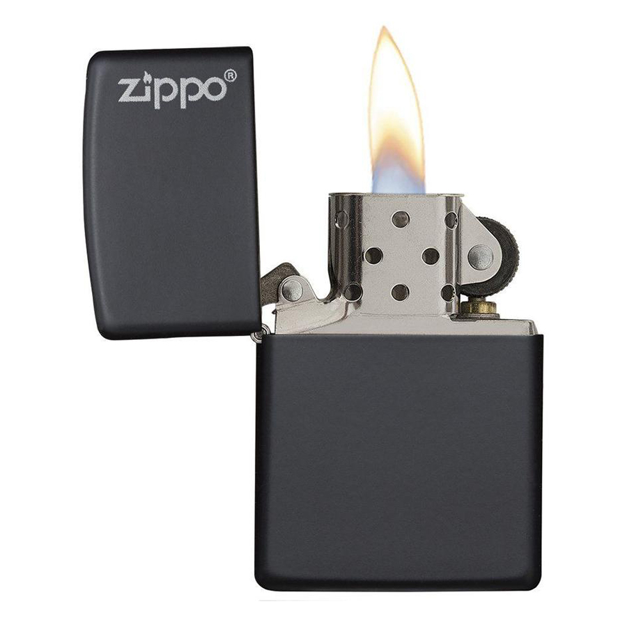 Bật Lửa Zippo Black Với Logo