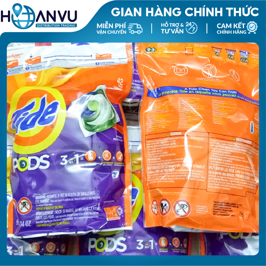 Viên giặt Tide Pod 3 in 1 Sping Meadow hương cỏ may 42 viên