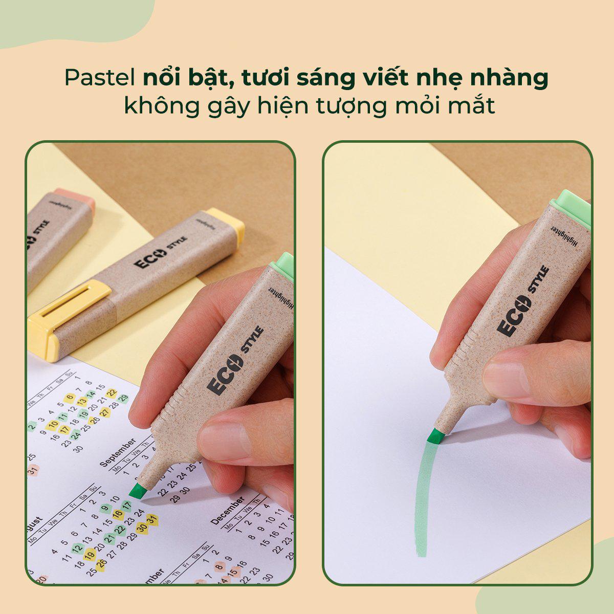 Bút Dạ Quang Màu Pastel - Eco Style Highlighter - Thiên Long HL-015/ECO - Vàng Pastel