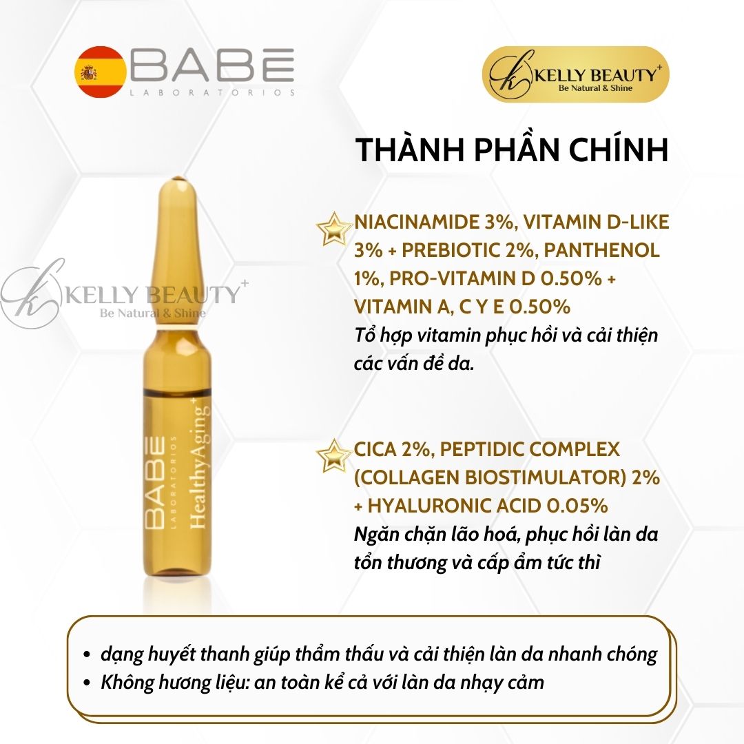 Huyết Thanh Tái Tạo Trẻ Hóa Da BABE HealthyAging Multi Defense Age Rescue Ampoules | Kelly Beauty