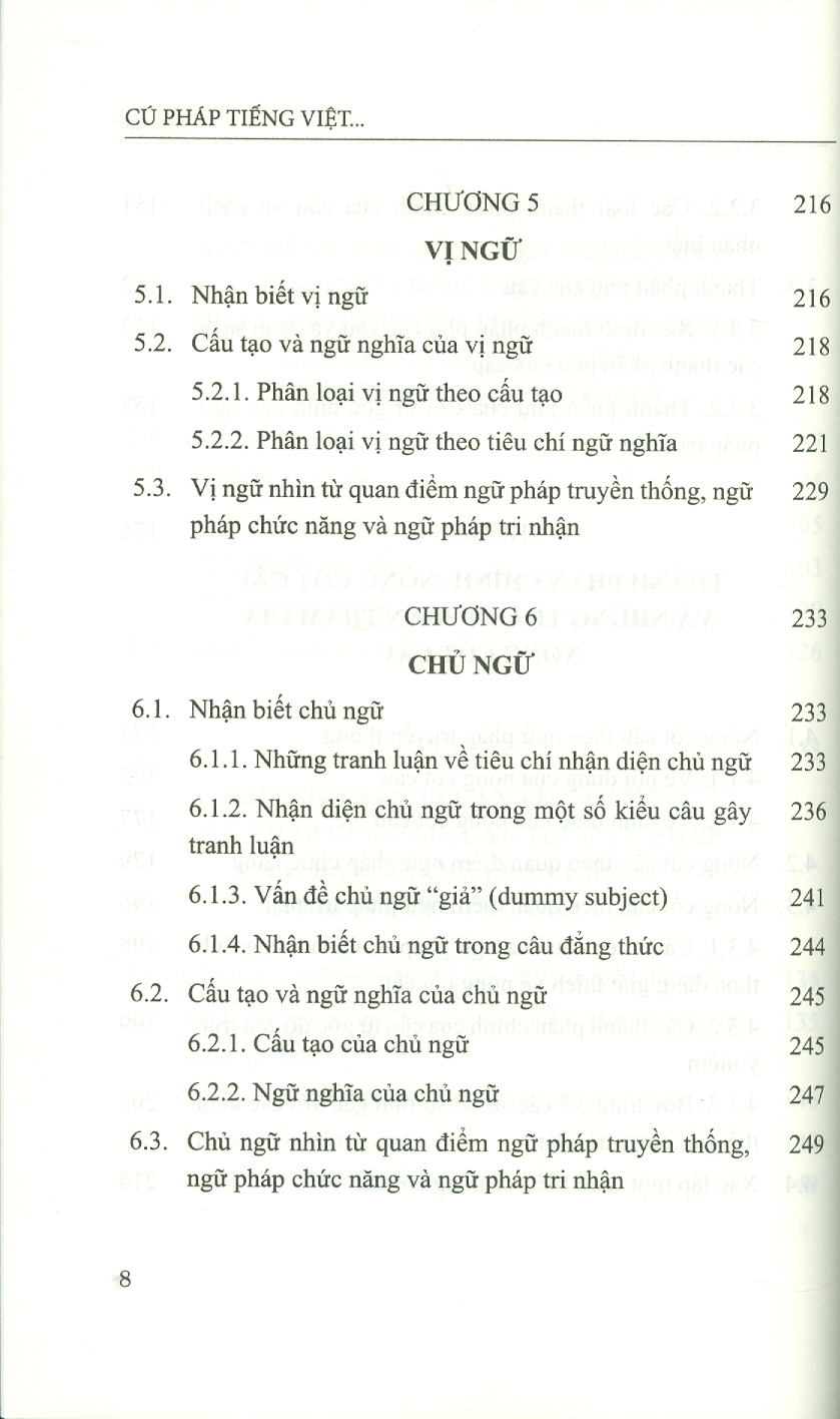 Cú Pháp Tiếng Việt - Các Thành Phần Chính Của Câu (Sách chuyên khảo)