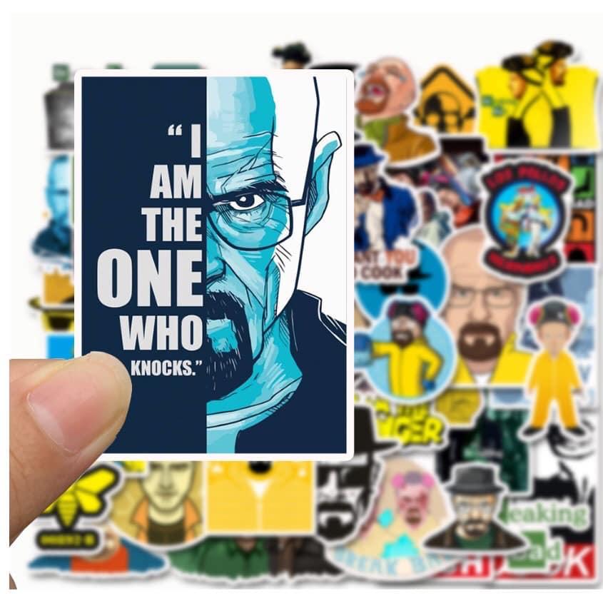 Sticker phim Breaking Bad trang trí mũ bảo hiểm, đàn, guitar, ukulele, điện thoại laptop