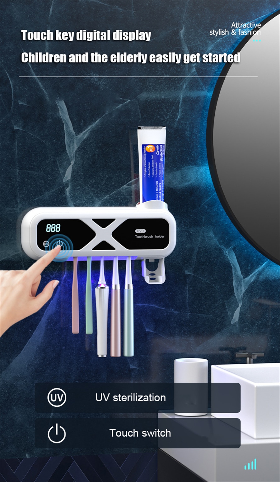 It shop - Hộp đựng bàn chải đánh răng sấy khô khử trùng UV bàn chải pin sạc 1200mAh