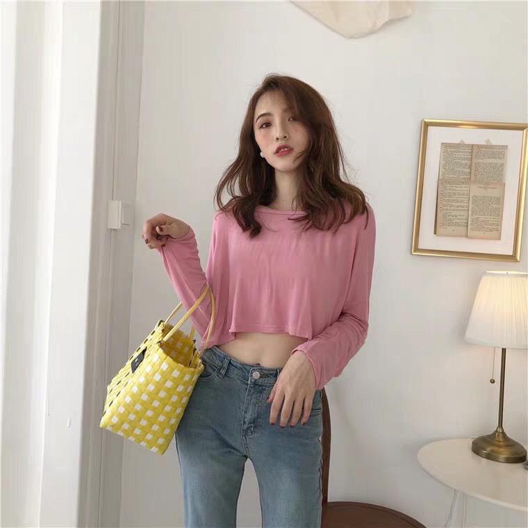 ÁO TAY DÀI CROPTOP FORM RỘNG CÁ TÍNH HÌNH THẬT UP Ở CUỐI