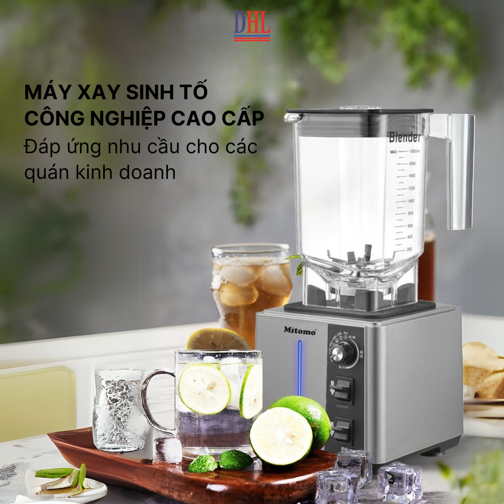 Máy xay công nghiệp, máy xay sinh tố đa năng Mitomo KD-1800, chuyên dụng cho kinh doanh - BH 3 năm hàng chính hãng