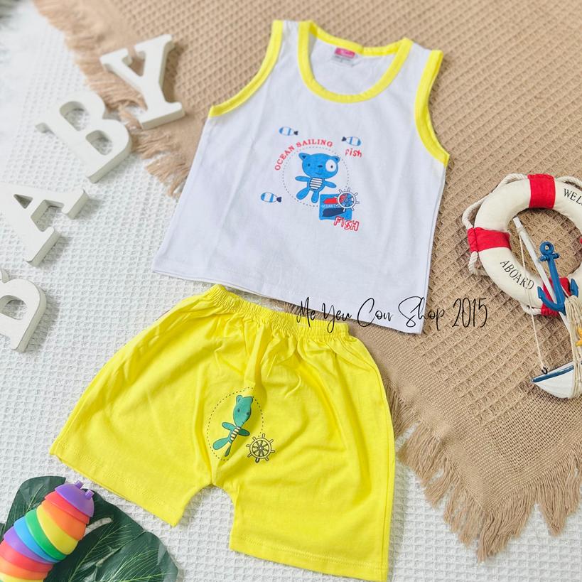 (5-13kg) Bộ Quần Áo Ba Lỗ Cotton Mềm, Thoáng Mát, Thấm Hút Mồ Hôi Cho Bé Trai Mặc Hè - Cam