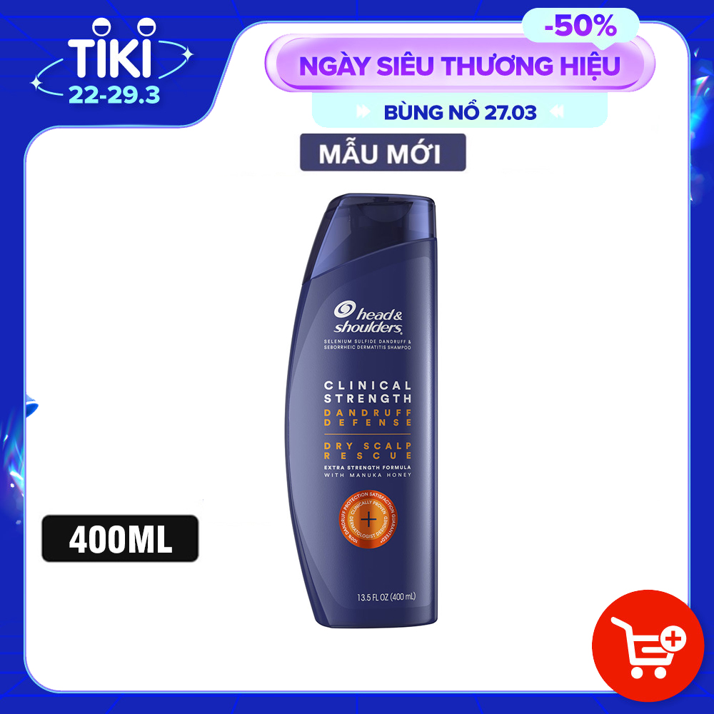 Dầu gội đầu Head&amp;Shoulders Clinical Strength Shampoo dry scalp rescue làm sạch gầu 400ml mẫu mới