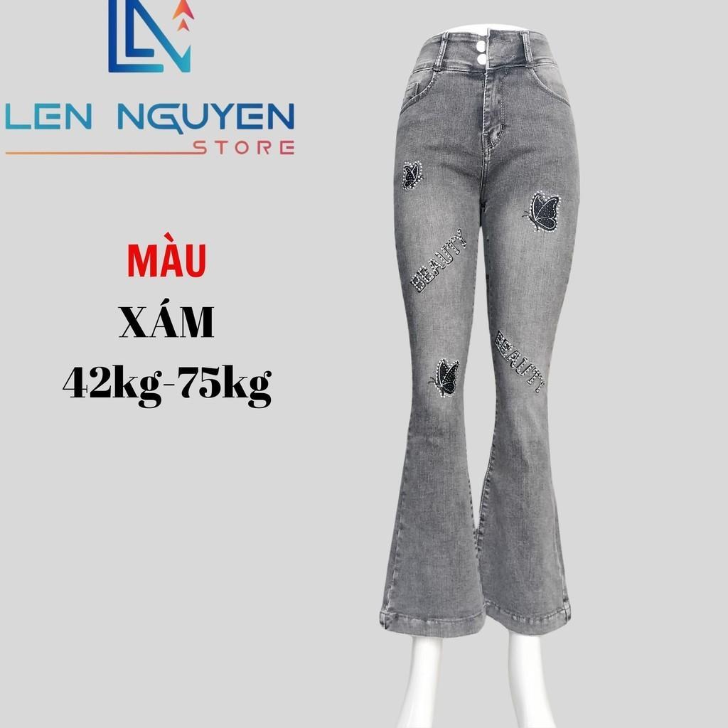 L6_Quần jean nữ, loe, lưng cao, quần bò nữ dáng ôm, quần rin nữ có big size, cho 42kg đến 75kg