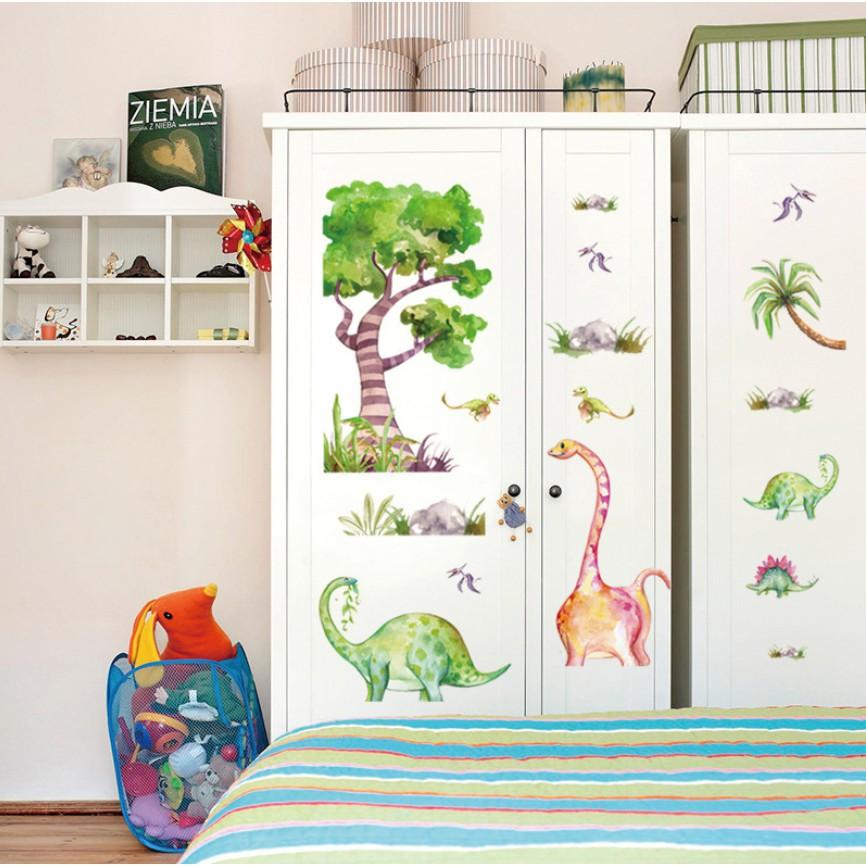 Decal dán tường trang trí - KHỦNG LONG CAO CỔ ĐÁNG YÊU