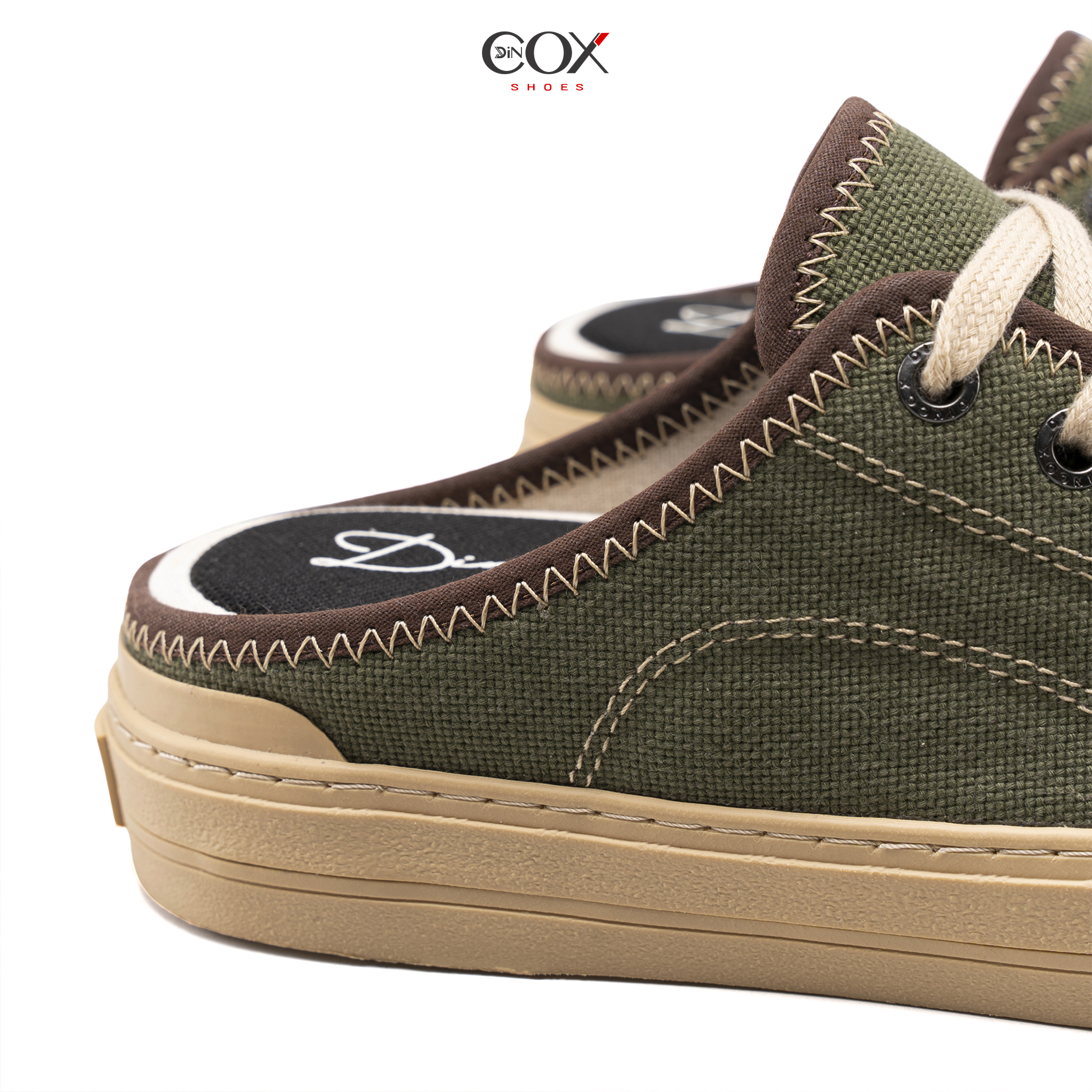 Giày Sục Đạp Gót Mules Vải Sneaker Unisex Tăng Chiều Cao 4cm DINCOX E10 Matcha