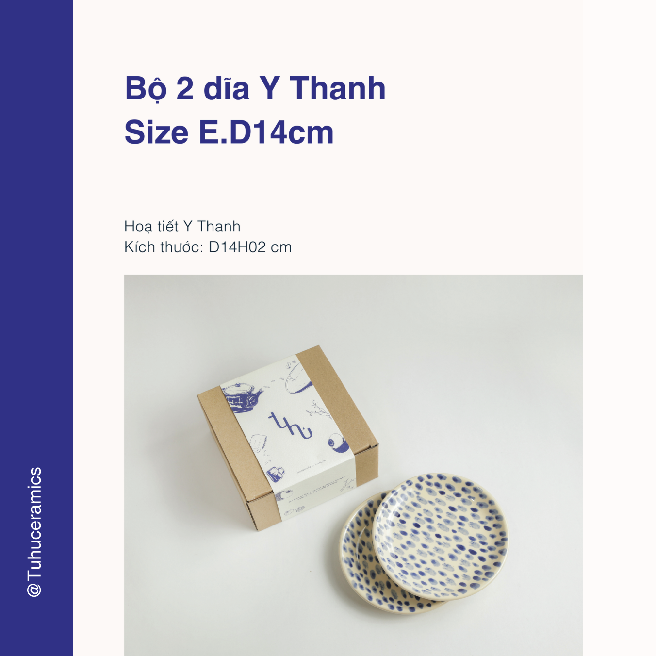 Bộ 2 dĩa họa tiết Y Thanh đường kính E.D14cm - Gốm sứ Tu Hú