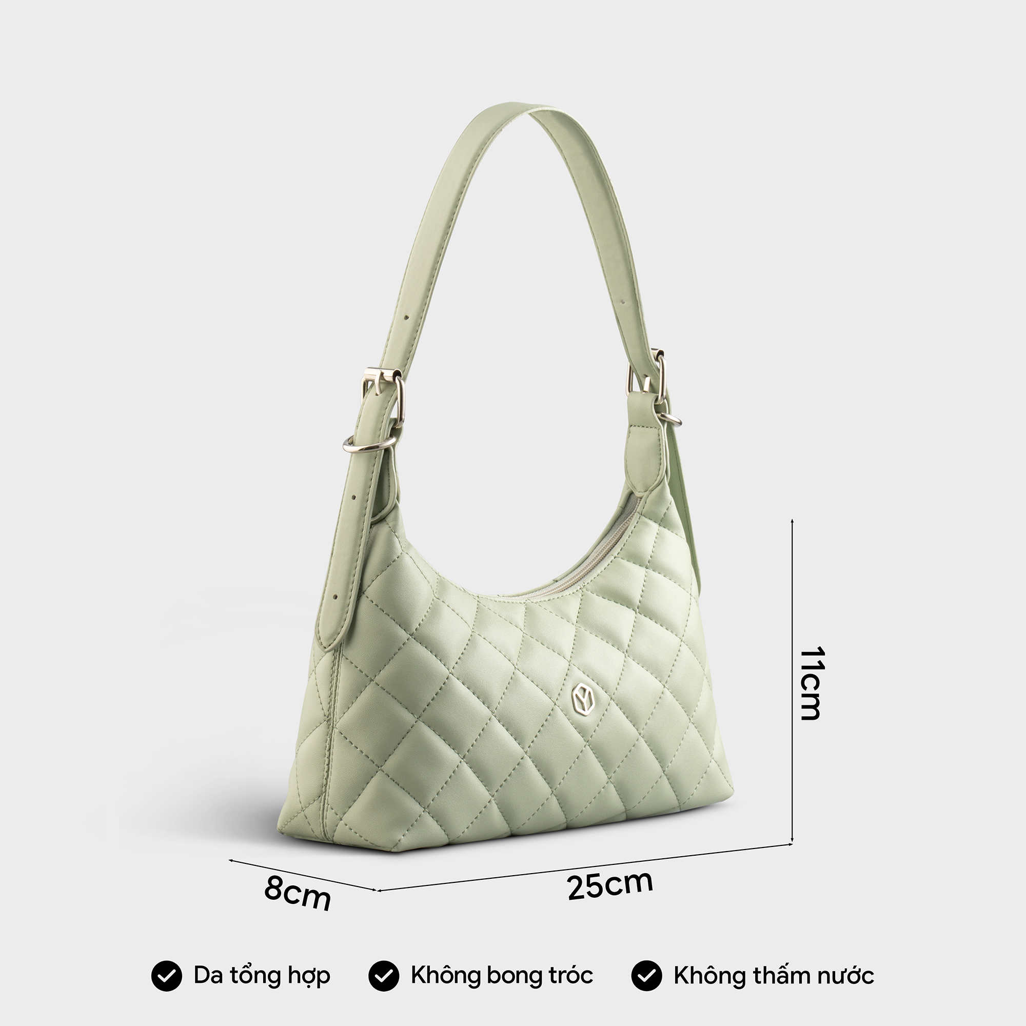 Túi Yuumy ( Thời trang nữ họa tiết dập chỉ chéo size 25 - Túi đeo vai da Seasand YN220 )