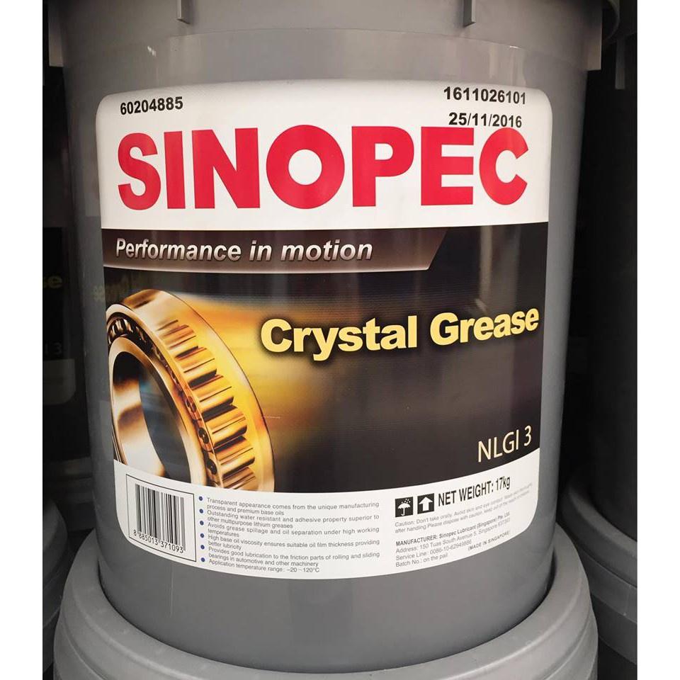 Mỡ bò bôi trơn chịu nhiệt Sinopec C.rystal Grease NLGI 3 -17kg