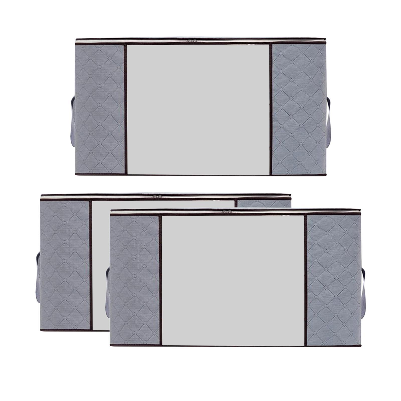 3 Pieces Foldable Closet Organizer 150L Storage Bags Container Carry Handle