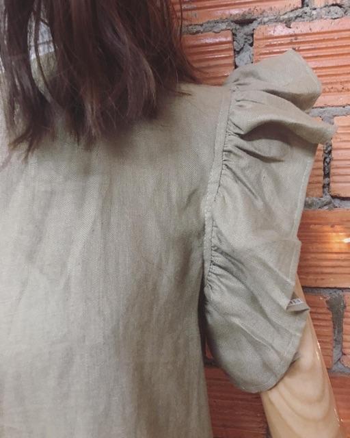 Đầm Linen bèo vai