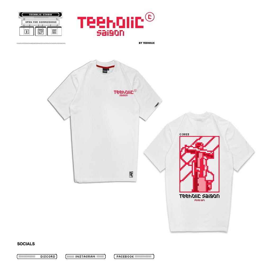 Áo Thun Unisex Form Rộng TeeHolic Logo THS Pixel Màu Đen - Trắng