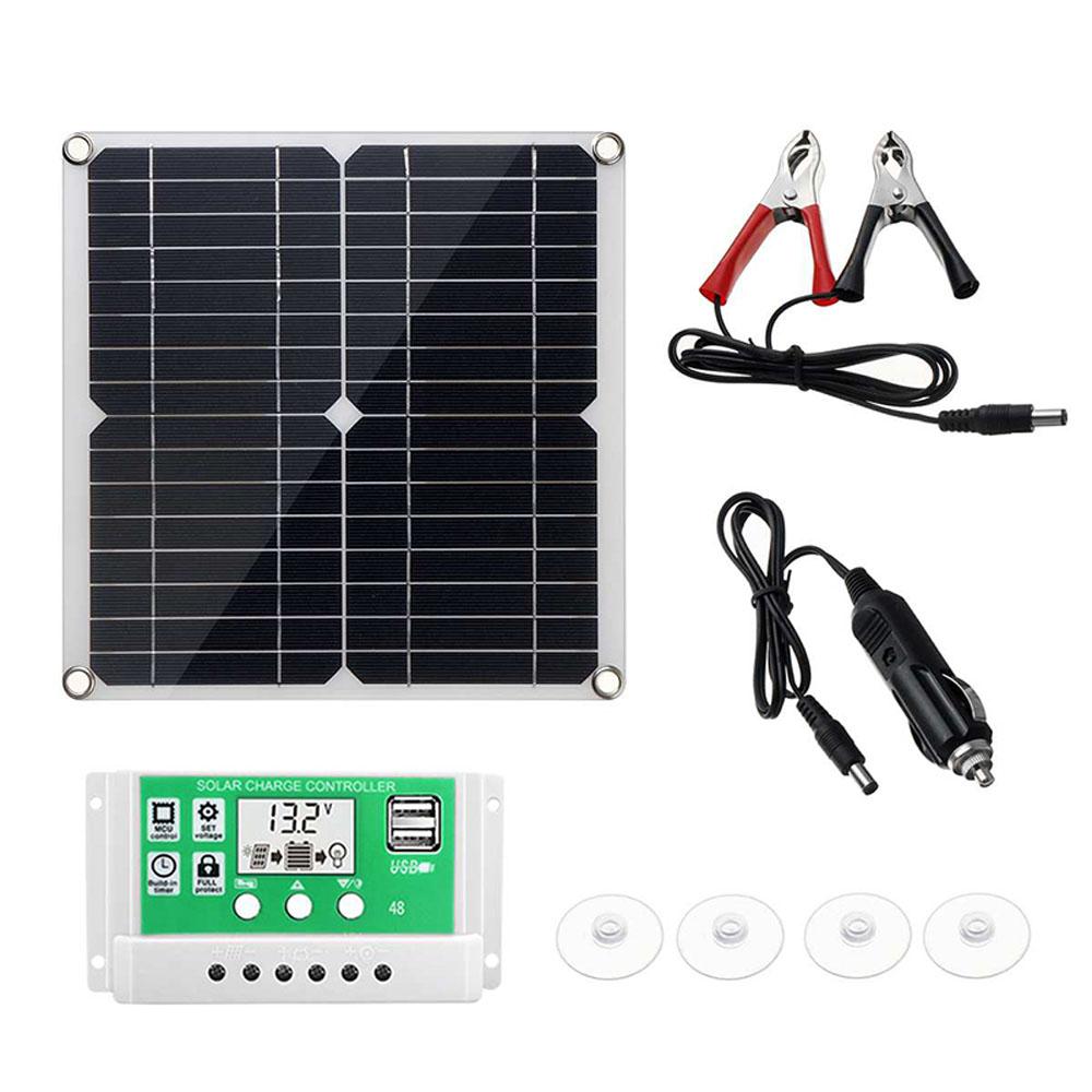 Bộ Bảng Điều Khiển Năng Lượng Mặt Trời Đơn Tinh Thể 18V / 15W Cổng Usb Kép Không Thấm Nước Với Bộ Điều Khiển 12 / 24V