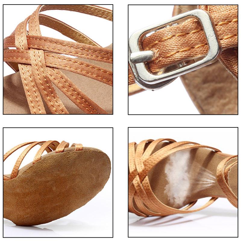 Giày khiêu vũ Latin Giày khiêu vũ nữ Satin Soft Sole Girls Salsa Tango Dancing Shoes Color: Black 5cm Shoe Size: 5.5