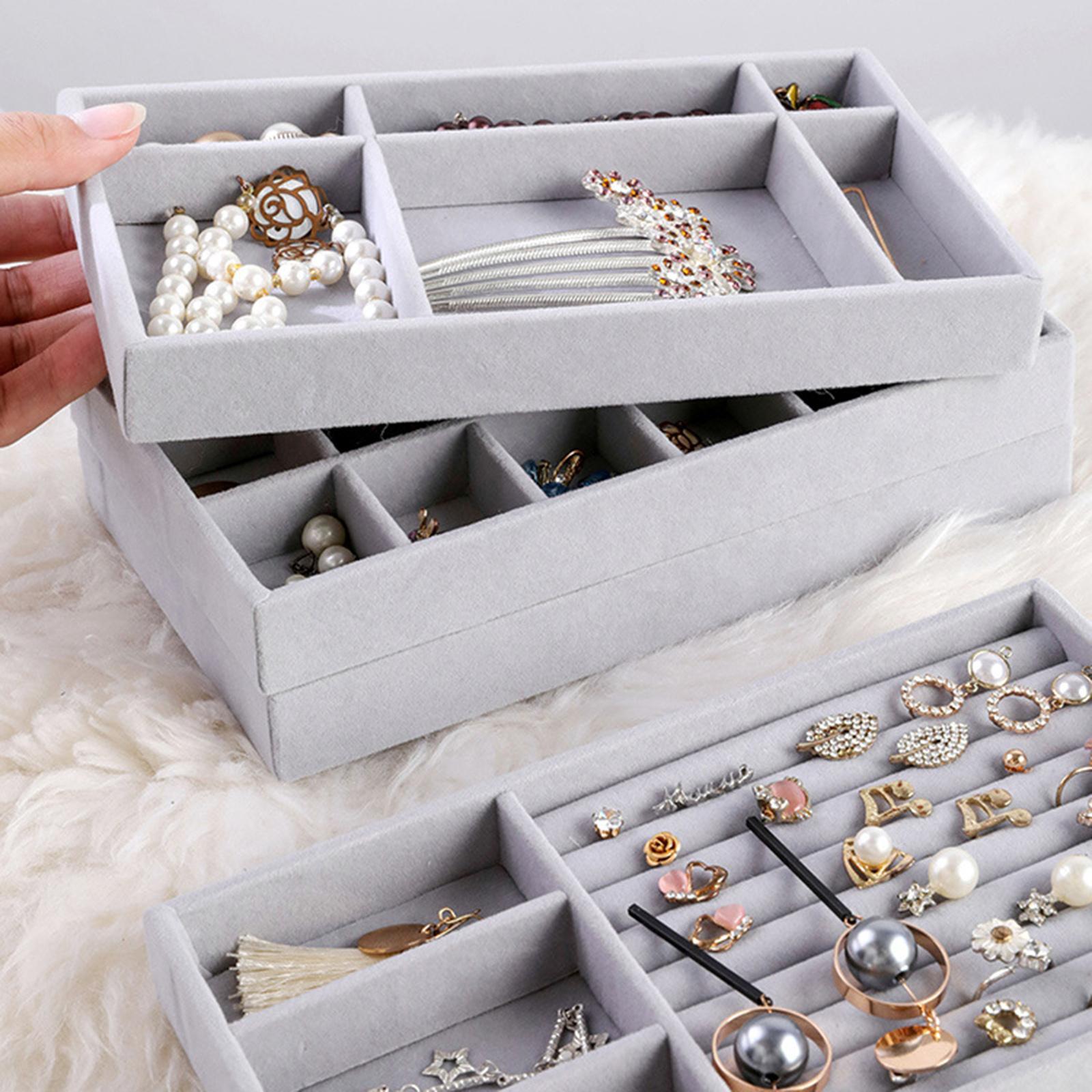 Necklace Pendant Organizer Display Earring Showcase Jewelry Storage Tray (E)