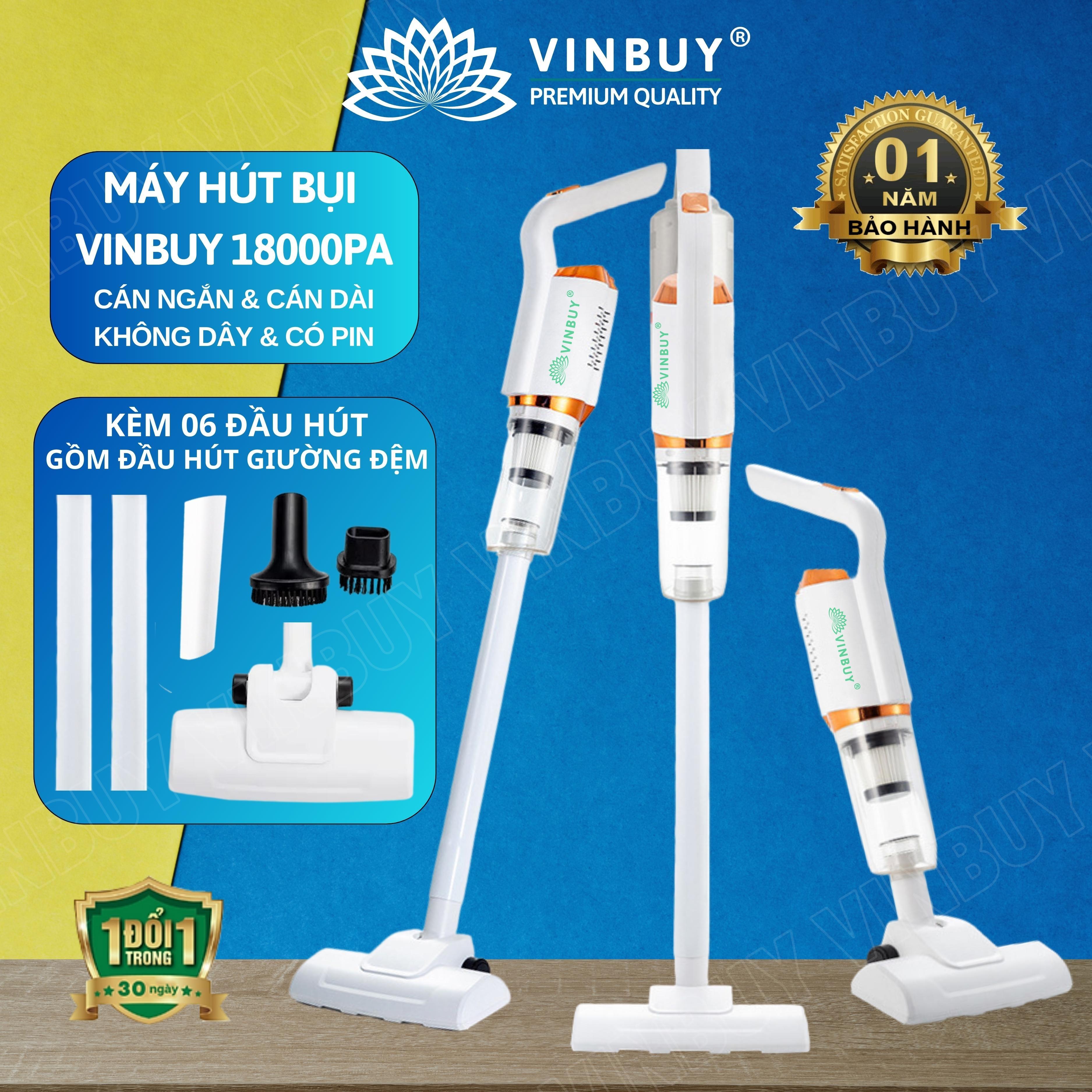 Máy Hút Bụi Cầm Tay Không Dây VinBuy Sử Dụng Pin Sạc, Vacuum Cleaner Đa Năng Lực Hút Mạnh Mẽ 18000PA, Máy Hút Bụi Ô Tô, Máy Hút Bụi Gia Đình - Hàng Chính Hãng