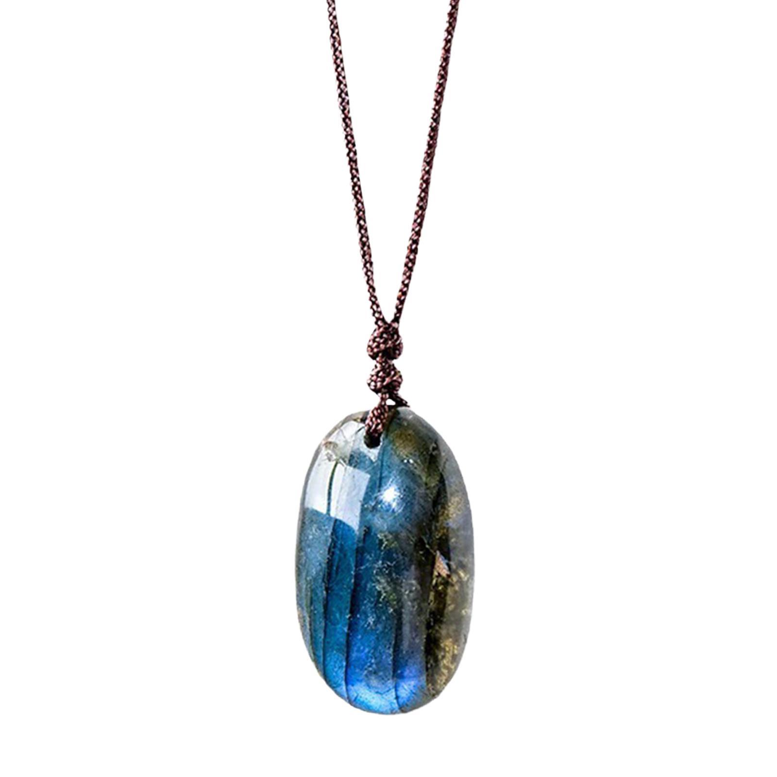 Labradorite Necklace Pendant Drop Retro Delicate Trendy Oval Pendant Necklace Charm Necklace for Birthday Gift Anniversary Girls Boys